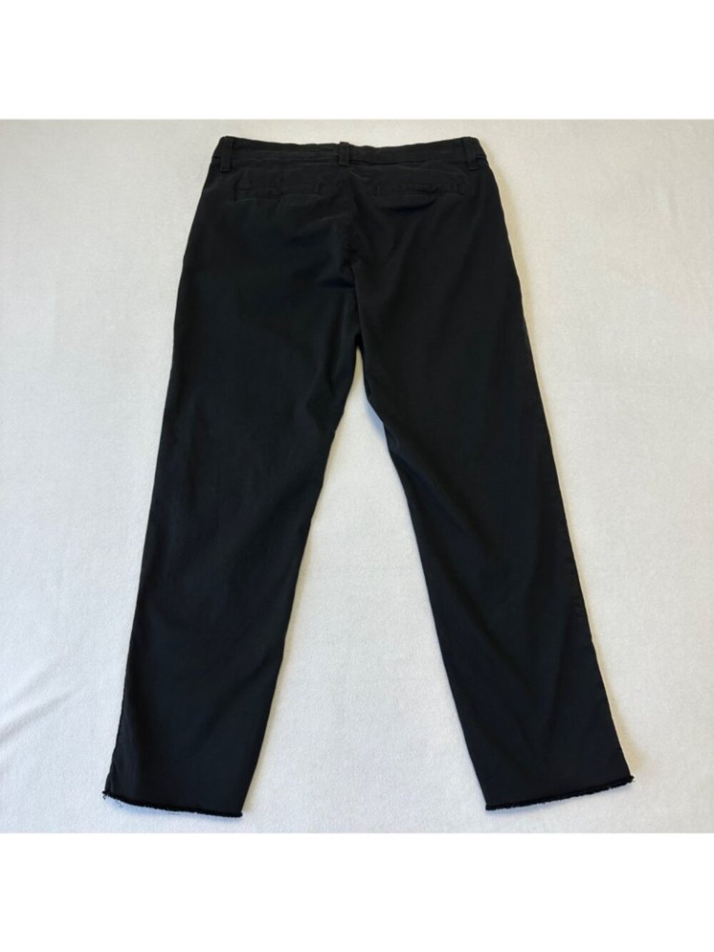 Frank & Eileen Womens Wicklow Cropped Chino Pants Black Frayed Hem Size 4 - Picture 2 of 12